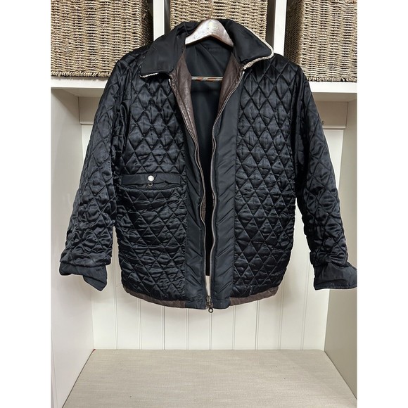 HUGO BOSS Vintage Bomber Jacket Mens 40R Brown Black - Picture 10 of 11